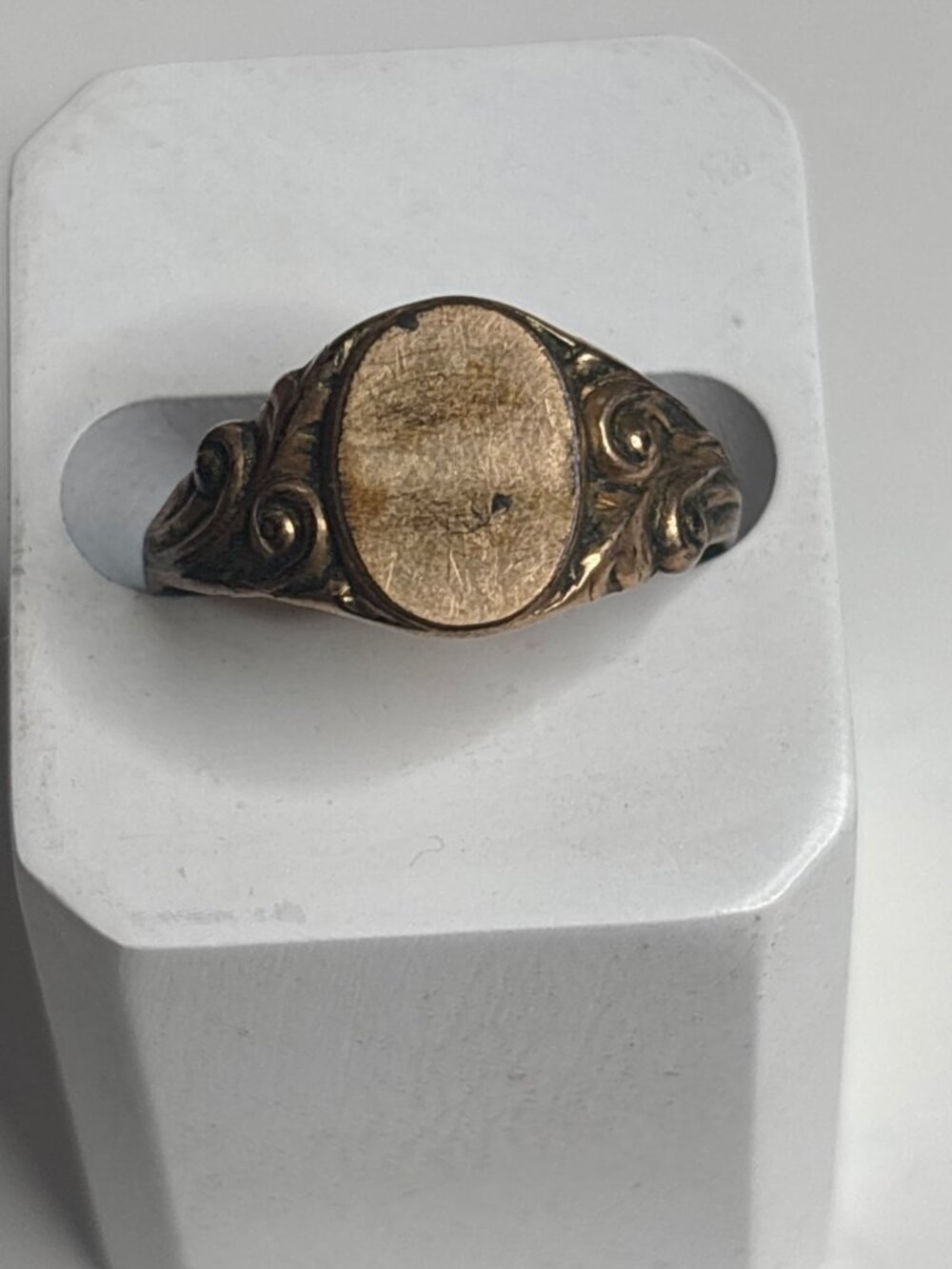 Antique Victorian Signet Ring, Ornate Scrollwork, Size 10
